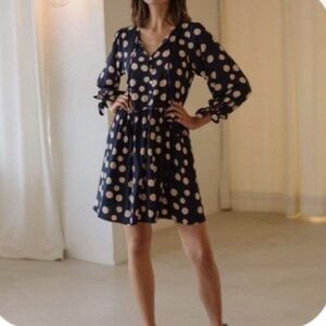KIVARI Penelope Babydoll Mini Dress Navy‎ Polkadot Mini Size 6